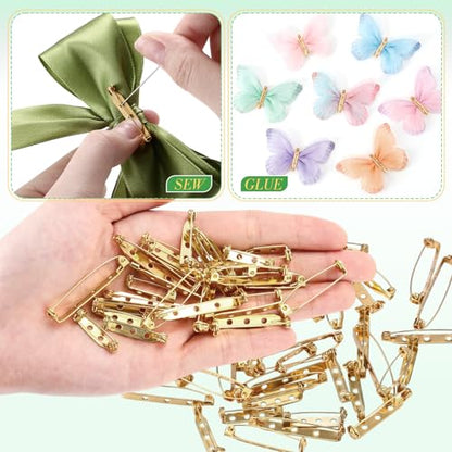 100 Pcs Brooch Pin Backs Bar Pins Backs for Crafts Safety Clasp with Plastic Box (100 Count)