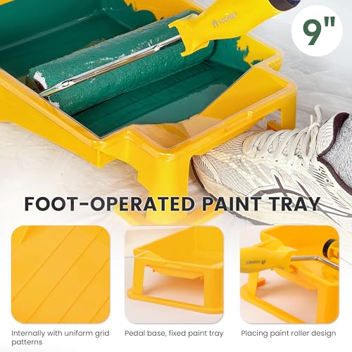9 Inch Foot Operated Paint Tray with 12 Pcs Paint Tray Liner (17 Count)