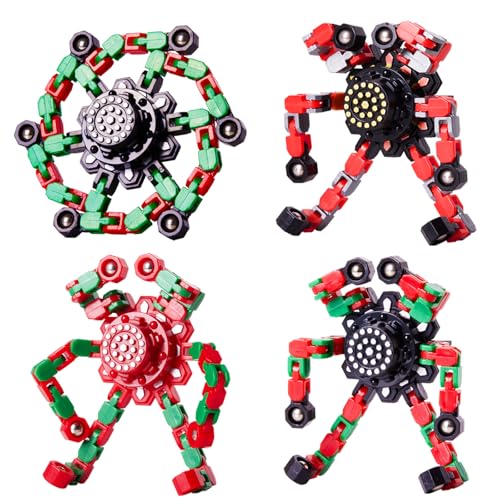 Christmas Fidget Toys Transformable Fidget Spinners for Kids and Adults (4 Count)