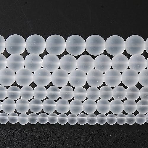 32pcs 12mm Frost White Crystal Glass Beads for Jewelry Making Round Loose Beads DIY Bracelets Necklaces Crystal Energy Healing Stone Beads 15"