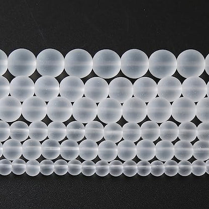 32pcs 12mm Frost White Crystal Glass Beads for Jewelry Making Round Loose Beads DIY Bracelets Necklaces Crystal Energy Healing Stone Beads 15"