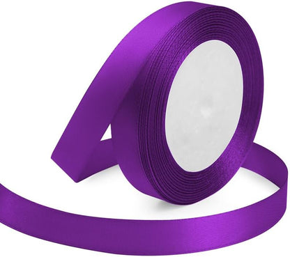 Purple Ribbon 5/8 Inches x 25 Yards, Purple Satin Fabric Silk Ribbon for Gift Wrapping, Bows Making, Floral Bouquets, Wreaths, DIY Handicrafts, Sewing Projects, Baby Shower and Wedding Party - Crafty Corner