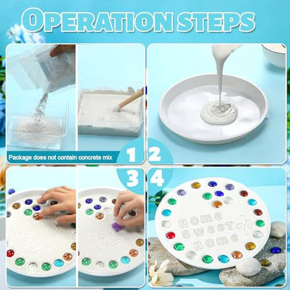 20 Pcs Stepping Stone Kit Includes Round Concrete Mold Mosaic Tiles and Letters Numbers Stamps DIY Craft Handmade Stepping Stone Kit for Family Garden Outdoor Decor (22 Count)