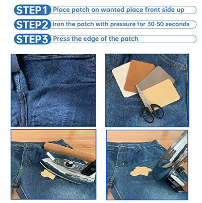 12PCS Fabric Iron on Patches Inside & Outside Strong Glue 100% Cotton Repair Patch for Clothes Pants Mending and Decorating (12 Count)