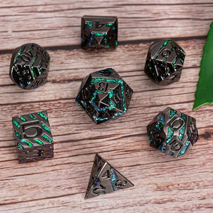 Metal Dice Set with Inlay Design