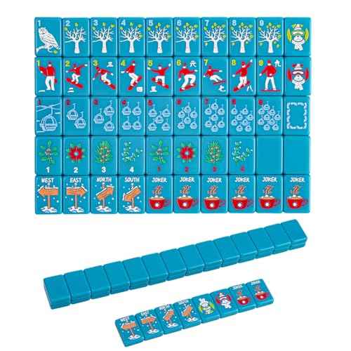 American Engraved Mahjong Game Set with White Carrying Bag and Accessories