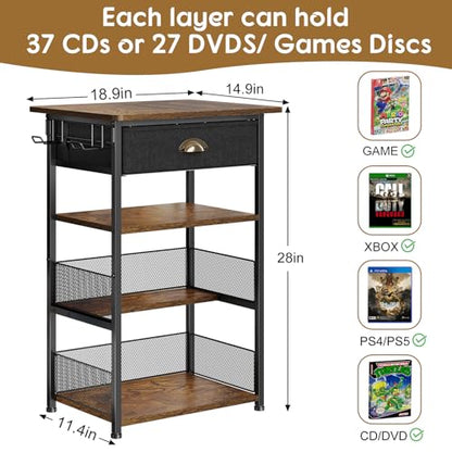 4 Tier AV Media Stand with Drawer