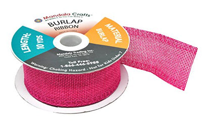 1 1 2 Inch Wide Hot Pink Burlap Ribbon for Crafts (60 Foot)