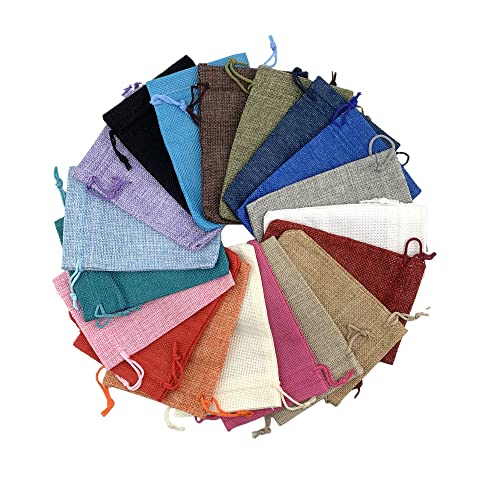 Pack of 20 Burlap Gift Bags with Drawstring Linen Jewelry Pouches Wedding Hessian Jute Bags for Birthday Jewelry and Treat Pouches Party Wedding Favors Gift Art and DIY Craft
