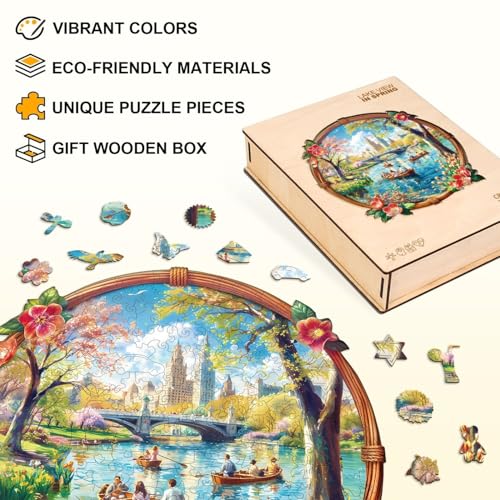 Lake View in Spring Puzzles Adults Gifts for Women Men Wooden 100 Pieces 8.5 * 8.5in