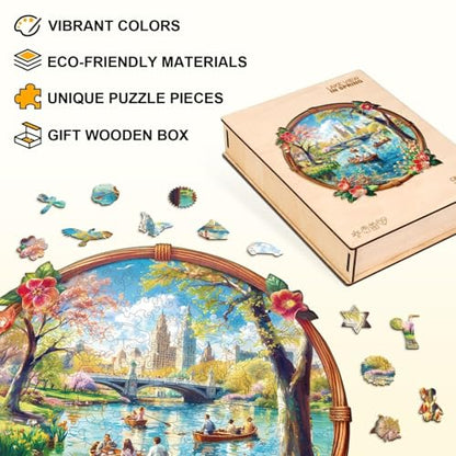 Lake View in Spring Puzzles Adults Gifts for Women Men Wooden 100 Pieces 8.5 * 8.5in