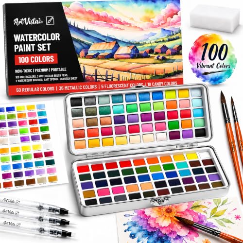 Watercolor Paint Set 100 Vibrant Colors for Adult Beginner Professional