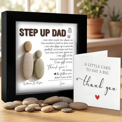 Personalized Bonus Dad Pebble Art Wooden Plaque