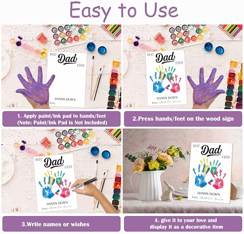 Best Dad Ever DIY Handprint Art Wooden Making Sign