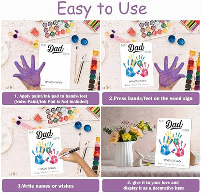 Best Dad Ever DIY Handprint Art Wooden Making Sign