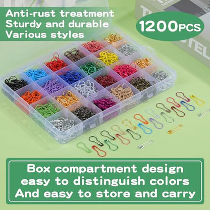 1200 Pcs 22 Colors Metal Stitch Markers