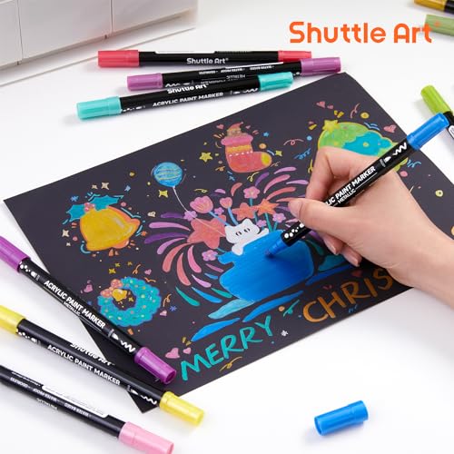 28 Metallic Brush & Dot Tip Acrylic Paint Markers (28 Count)