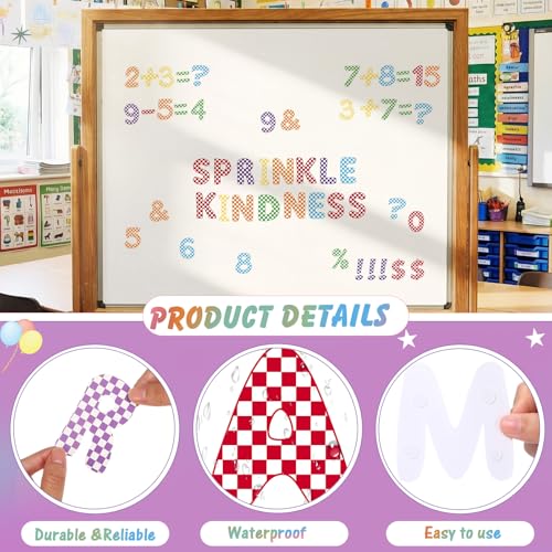 221 Pcs Colorful Checkered Bulletin Board Letters for Classroom (221 Count)