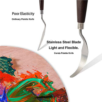 Palette Knife Painting Stainless Steel Spatula Palette Knife Oil Paint Metal Knives Wood Handle (5 Count)