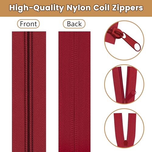 22.2 Yards 20 m 10 Pieces Assorted Colors #5 Nylon Coil Zippers