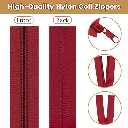 22.2 Yards 20 m 10 Pieces Assorted Colors #5 Nylon Coil Zippers