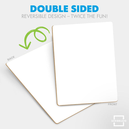 Set of 12 Small White Board Dry Erase Boards Classroom Pack Mini White Boards 9"x12” Double Sided Personal Whiteboards for Students Teachers School Supplies Lapboards l 12 Mini Whiteboard Erasers Incl