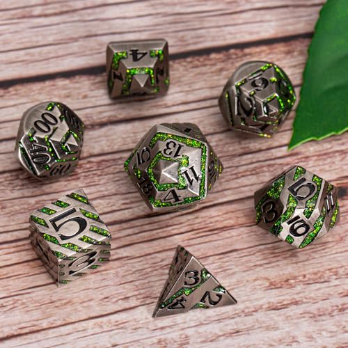 DND Dice Set Dungeons and Dragons Dice d20 Metallic Stripes Dice with Gift Case
