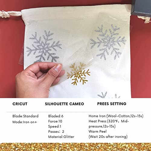 Gold Glitter HTV Heat Transfer Vinyl Bundle 8 sheets
