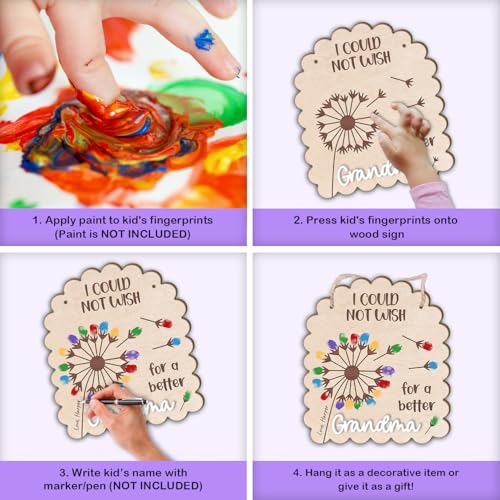 DIY Mothers Day Fingerprints Dandelion Craft Hanging Sign for Grandma