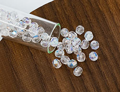 100pcs Faceted Fire Polished Pressed Czech Glass Beads 3mm (100 Count)