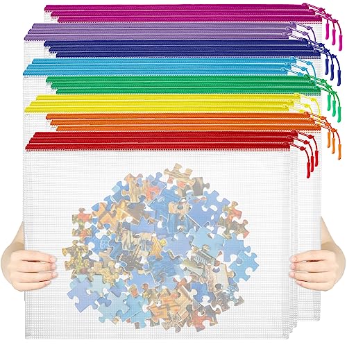 24pcs Mesh Zipper Pouch File Bags Puzzle Storage Bags