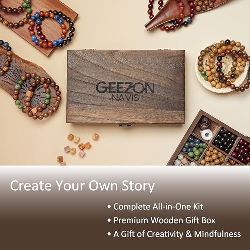 DIY Bracelet Making Kit Natural Wooden Stone Beads Gift Craft (296 Count)