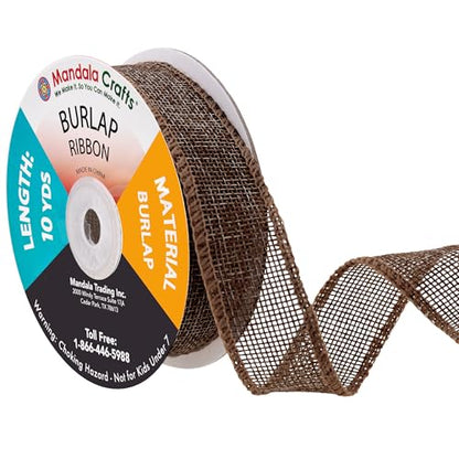 1 Inch Wide Brown Burlap Ribbon for Crafts (60 Feet)