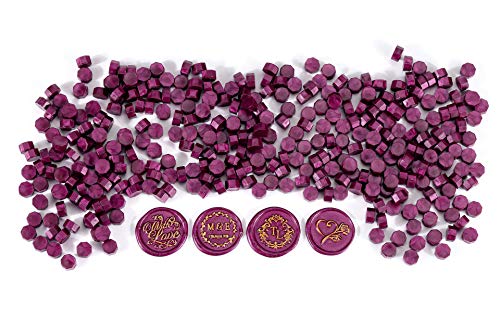 360 Pcs Purplish Red Sealing Wax Beads Set for Wax Seal Stamp with Candles and Melting Spoon