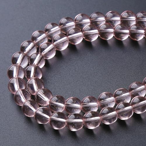 45pcs 8mm Pink Crystal Glass Beads Round Loose Spacer Beads for Jewelry Making DIY Bracelet Necklace Healing Power Stone Beads