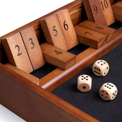 Shut The Box Dice Game Wooden Board Table Math Game for 2 Players and Up