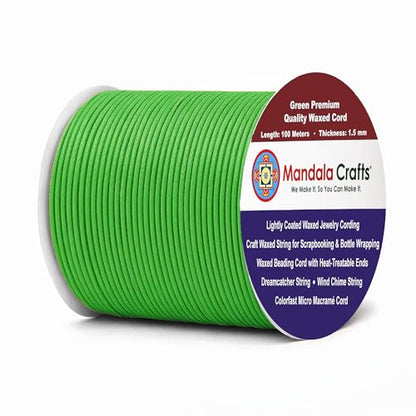 1.5mm Green Waxed Cord