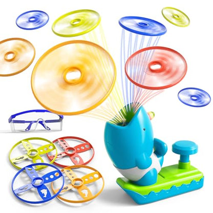 24 PCS Flying Disc Launcher Outdoor Indoor Game Toys Gifts for 3 4 5 6 Year Old Kids (29 Count)