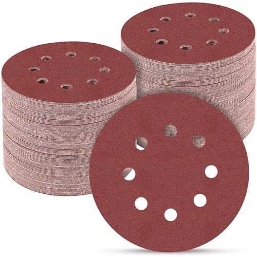 100PCS 5 Inch Sanding Discs 220 Grit Sandpaper for Orbital Sander (100 Count)