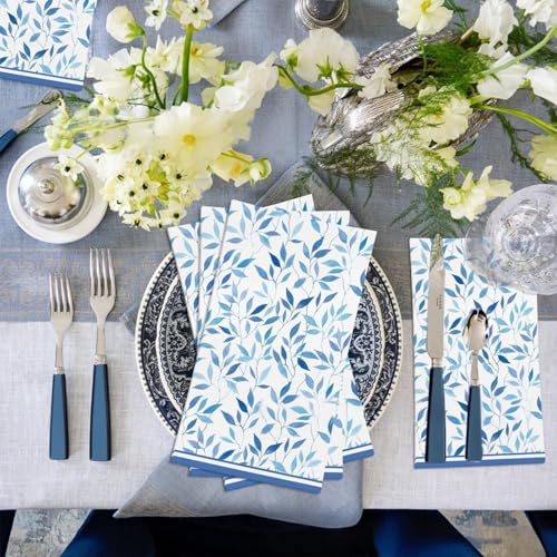 60 Pack 3 Styles Blue Floral Napkins for Decoupage Toile Napkins Flower Cocktail Decorative Paper for Birthday Party Beautiful Gorgeous