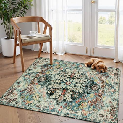 Reine Bohemian Floral Medallion Area Rug