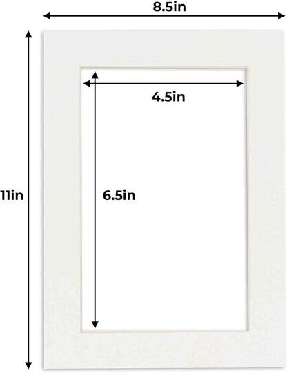 5x7 Mat for 8.5x11 Frame - Precut Mat Board Acid-Free Show Kit with Backing Board, and Clear Bags Textured White 5x7 Photo Matte For a 8.5x11 Picture Frame Matboard for Framing, Pack of 25 Mats