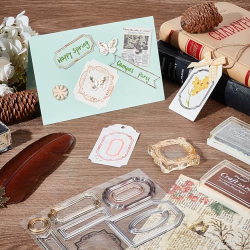 Label Clear Stamp Frame Stamps for Card Making Tag Silicone Stamps for Crafting Vintage Transparent Seals Rubber Stamp for DIY Scrapbooking Photo Albums Holiday Birthday Cards