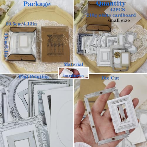 Vintage Junk Journal Items Kit Pre Cut Paper Cards Cutout Cardstock Art Aesthetic Decor Hollow Out Craft Elements Small Embellishments Supplies for Adults Scrapbook Pack