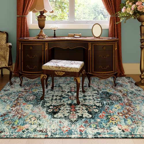 Reine Bohemian Floral Medallion Area Rug