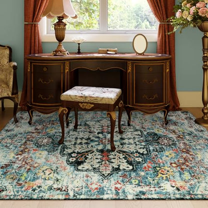 Reine Bohemian Floral Medallion Area Rug