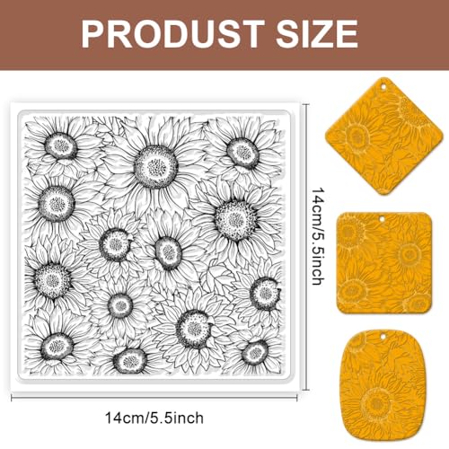 Polymer Clay Texture Sheet Sunflower Silicone Texture Stamp Polymer Clay Modeling Pattern Pad for Jewelry Earring Making DIY Craft