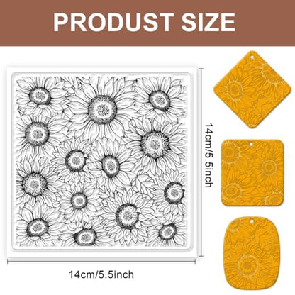 Polymer Clay Texture Sheet Sunflower Silicone Texture Stamp Polymer Clay Modeling Pattern Pad for Jewelry Earring Making DIY Craft