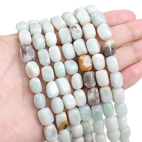 Natural Amazonite Cuboid Stone Loose Semi Gemstone Beads for Jewelry Making 8mmx12mm 38cm (33 Count)