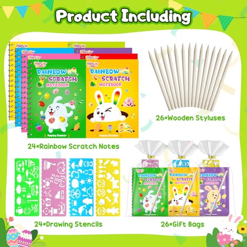 24 Pack Rainbow Scratch Notebook Art Party Favors for Kids (24 Count)